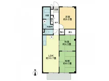 フォブール三神(3LDK/2階)の間取り写真