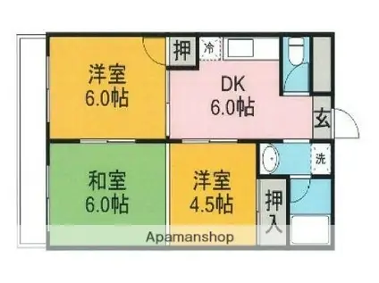 ライブタウン中村(3DK/4階)の間取り写真