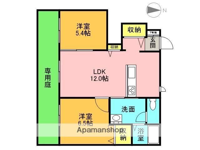 シャルマン青葉(2LDK/1階)の間取り写真