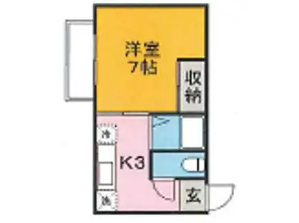 コンフォート西山(1K/2階)の間取り写真