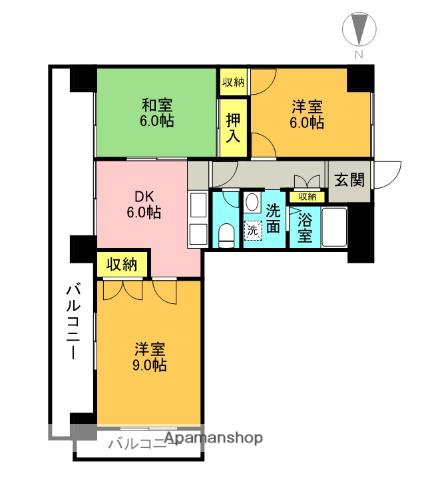 プレアール枝松(3DK/6階)の間取り写真