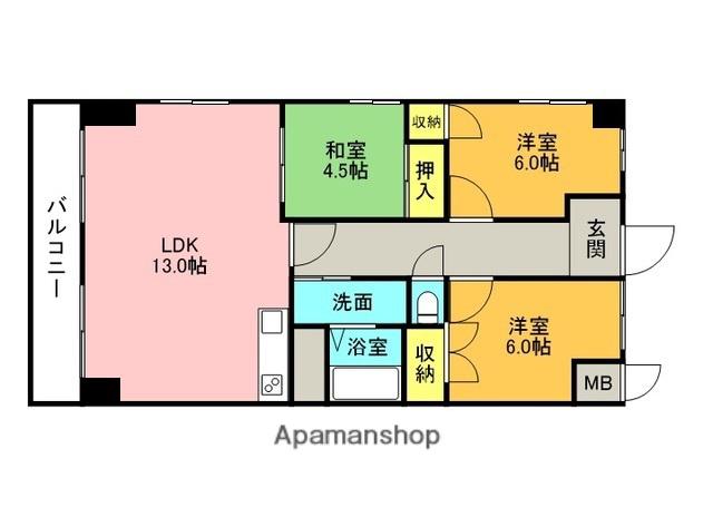 プレアール松山祇園(3LDK/2階)の間取り写真
