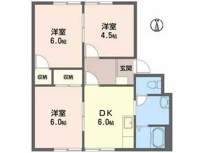 フレグランス有光 A棟(3DK/2階)の間取り写真