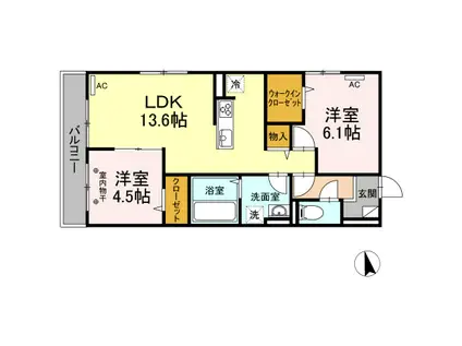 ソレイユ(2LDK/2階)の間取り写真