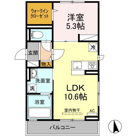 カトレアⅤ(1LDK/2階)の間取り写真