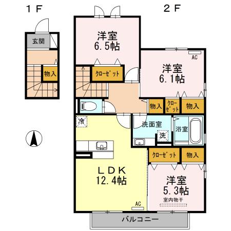 ラフィーネ双葉 A棟(3LDK/2階)の間取り写真