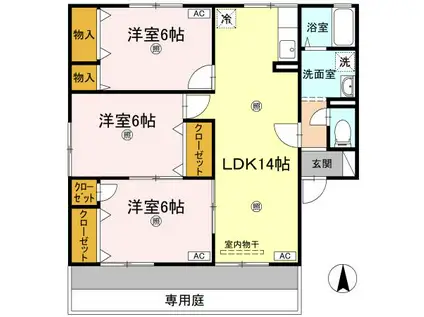 セジュール永木 C(3LDK/1階)の間取り写真