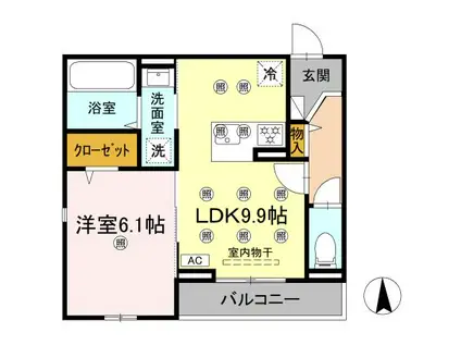 グレイス北持田(1LDK/2階)の間取り写真