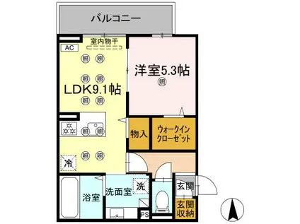 グレイス北持田(1LDK/2階)の間取り写真