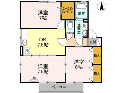 クレール・ドルフ(3DK/2階)の間取り写真