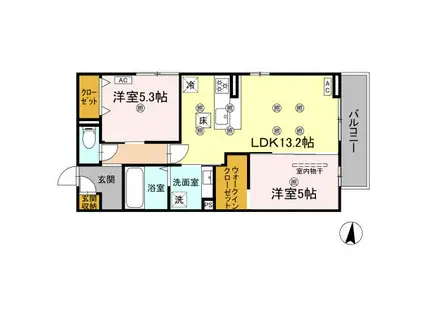 クランツ北井門A(2LDK/1階)の間取り写真