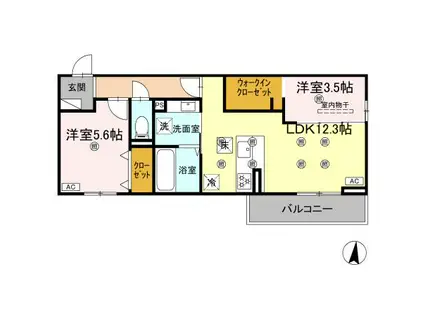 クランツ北井門A(2LDK/1階)の間取り写真