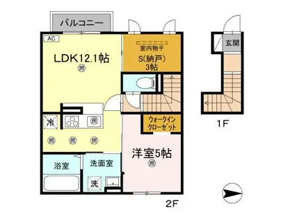 メゾン リノ(1LDK/2階)の間取り写真