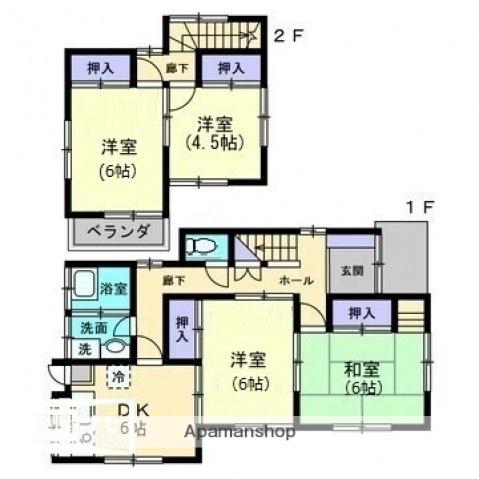 伊予鉄道高浜線 衣山駅 徒歩17分 2階建 築38年(4DK)の間取り写真