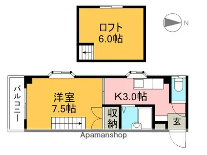 ドミール葛島(1K/4階)の間取り写真