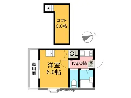 シンフォニィ中須賀(1K/1階)の間取り写真