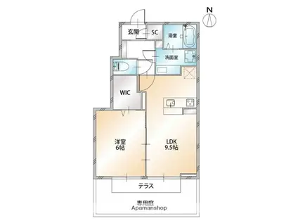 土讃線 土佐一宮駅 徒歩13分 2階建 築5年(1LDK/1階)の間取り写真