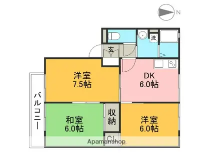 シオン神田Ⅱ(3DK/2階)の間取り写真