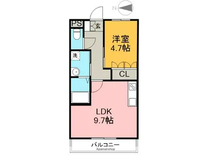 アンジュ(1LDK/1階)の間取り写真