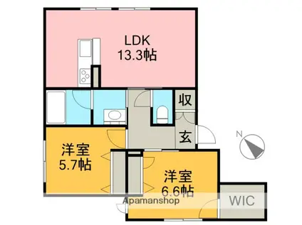 シャーメゾン陽(2LDK/1階)の間取り写真