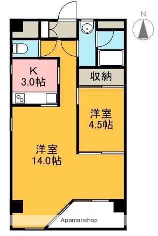 HABIT南棟(2K/2階)の間取り写真