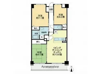 リヴィエール大高(3LDK/5階)の間取り写真