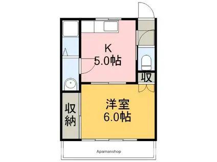 コスモハイツ高須(1DK/3階)の間取り写真