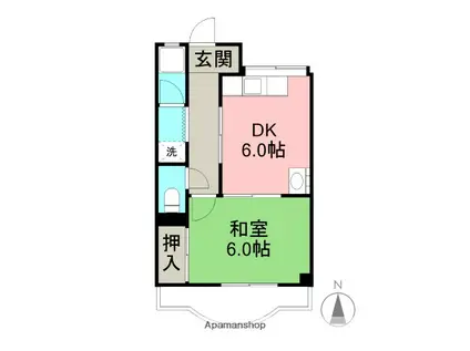 安芸ガーデン(1DK/2階)の間取り写真