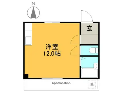 サンシティ船戸(ワンルーム/2階)の間取り写真