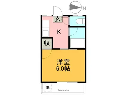 コーポマルミ(1K/1階)の間取り写真