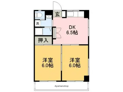 コーポ浜田(2DK/3階)の間取り写真