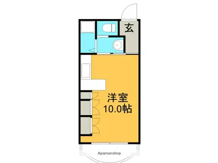 とさでん交通後免線 高須駅(高知) 徒歩2分 5階建 築38年(ワンルーム/3階)の間取り写真