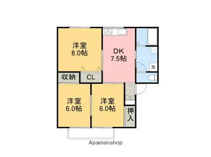 セジュール鍋島(3DK/2階)の間取り写真