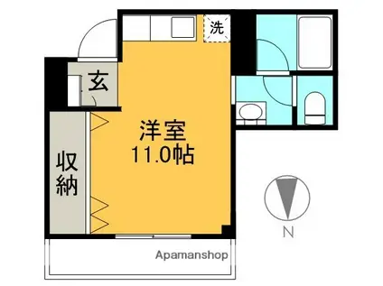 コーポハリマヤⅠ(ワンルーム/5階)の間取り写真