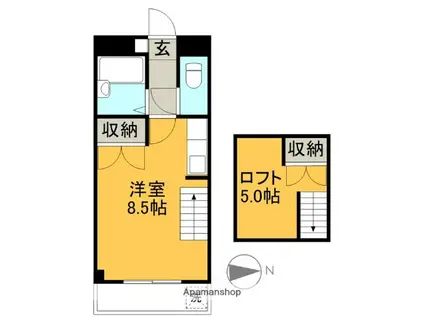 ピュア高須新町(ワンルーム/4階)の間取り写真