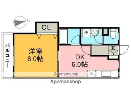 パールハイツ(1DK/3階)の間取り写真