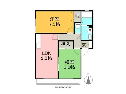 ハイツフルール(2LDK/2階)の間取り写真