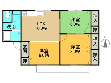 マンションハウス中村(3LDK/2階)の間取り写真