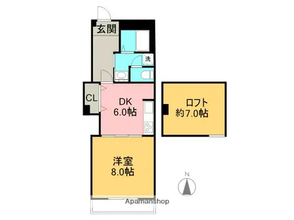 イーリスハイツA・B・C・D棟(1DK/4階)の間取り写真