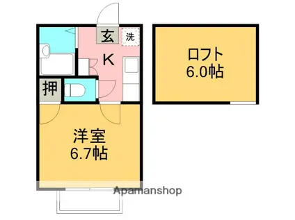 シティコート和泉(1K/2階)の間取り写真