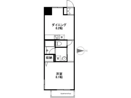 アスターハウス新本町(1DK/8階)の間取り写真