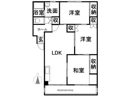ハピネスシティ(3LDK/1階)の間取り写真
