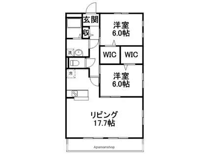 グランドール百石Ⅱ(2LDK/1階)の間取り写真