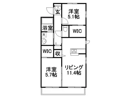 グランマスト高埇(2LDK/1階)の間取り写真