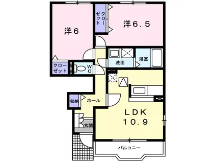 メゾンマロニエⅡ(2LDK/1階)の間取り写真