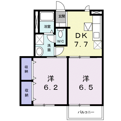 ハイツ友舞Ⅴ(2DK/1階)の間取り写真