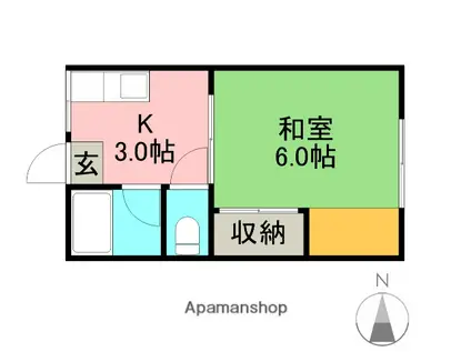 シティハイムAMITIE(1K/2階)の間取り写真