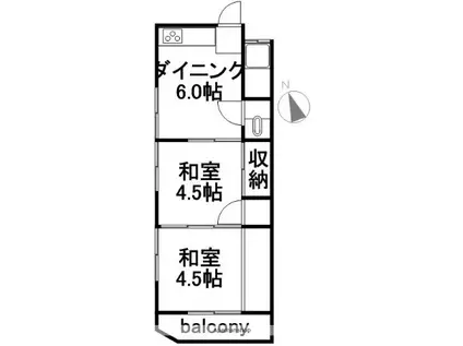 西泉荘(2DK/3階)の間取り写真