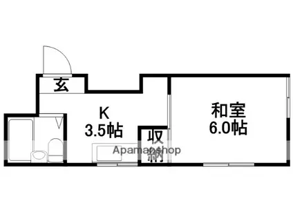 新堀ハウス(1K/2階)の間取り写真
