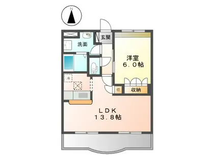 ディアベルジュ 2(1LDK/1階)の間取り写真